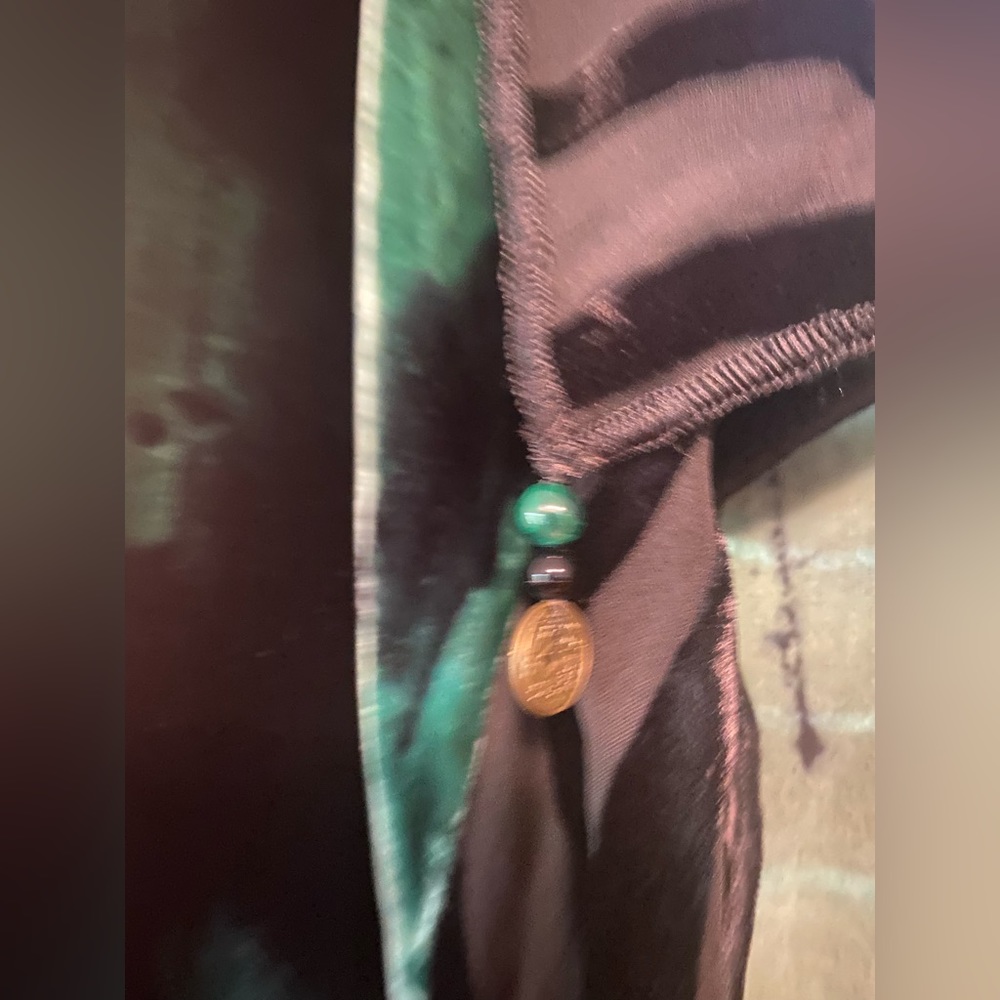 EGO ORIGINALS ART-T0-WEAR  SILK Velvet KIMONO Cardigan Green Black High Fashion - Picture 6 of 12